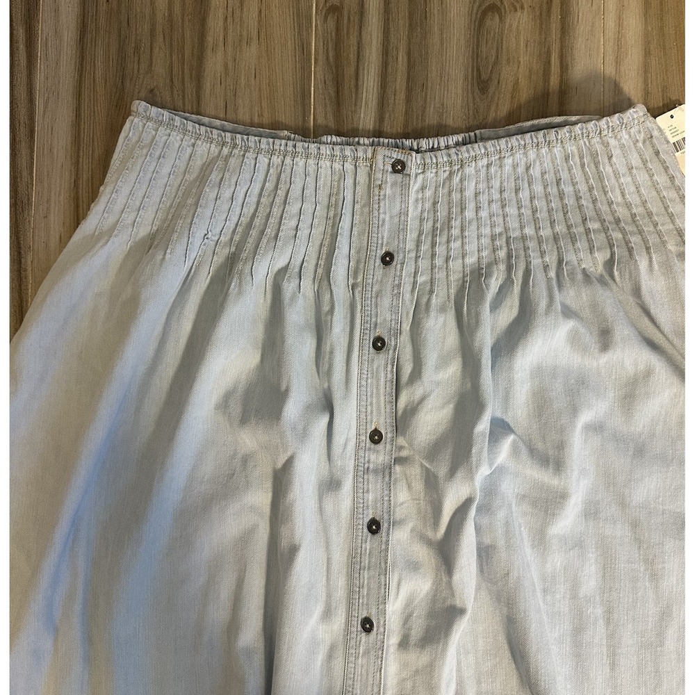 Anthropologie Pilcro Pintuck Basque Waist Denim Maxi Skirt Large Boho Western - Picture 7 of 13
